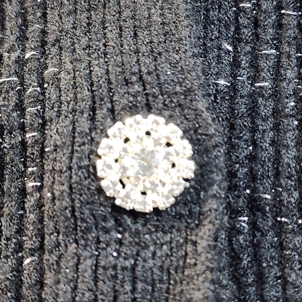 Womens Black Cardigan Plus 2X 18W Silver Dark Academia Metallic Holiday Festive - Picture 7 of 13